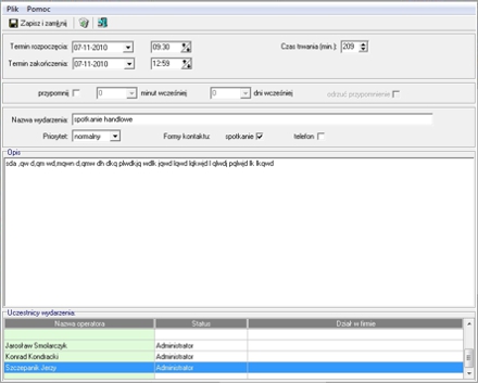 Manager Projektów - Wydarzenie związane z projektem